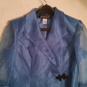 Organza evening jacket, Alex, beautiful teal color